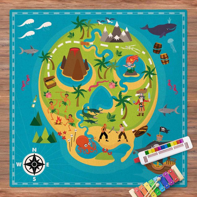 playroom rugs Playoom Mat Pirates - Welcome To The Pirate Island
