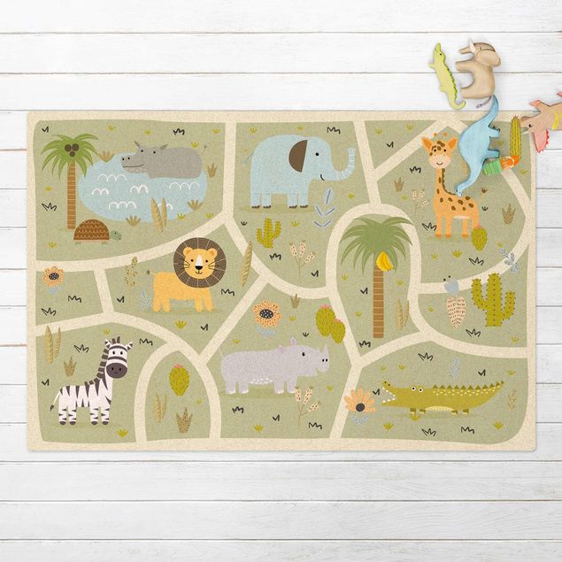 playmat rug Playoom Mat Safari - So Many Different Animals