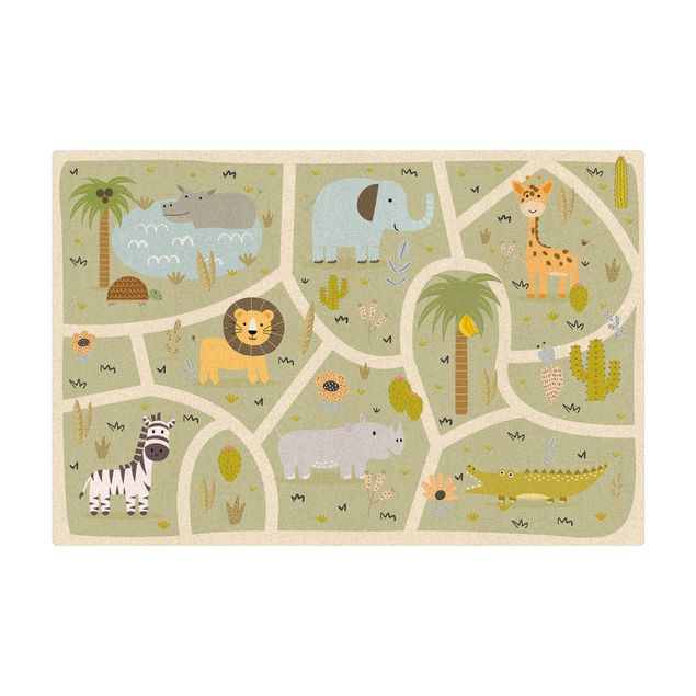 Cork mat - Playoom Mat Safari - So Many Different Animals - Landscape format 3:2