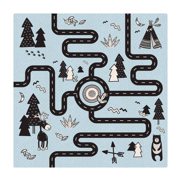 charcoal grey rug Playoom Mat Streets - Find Your Way