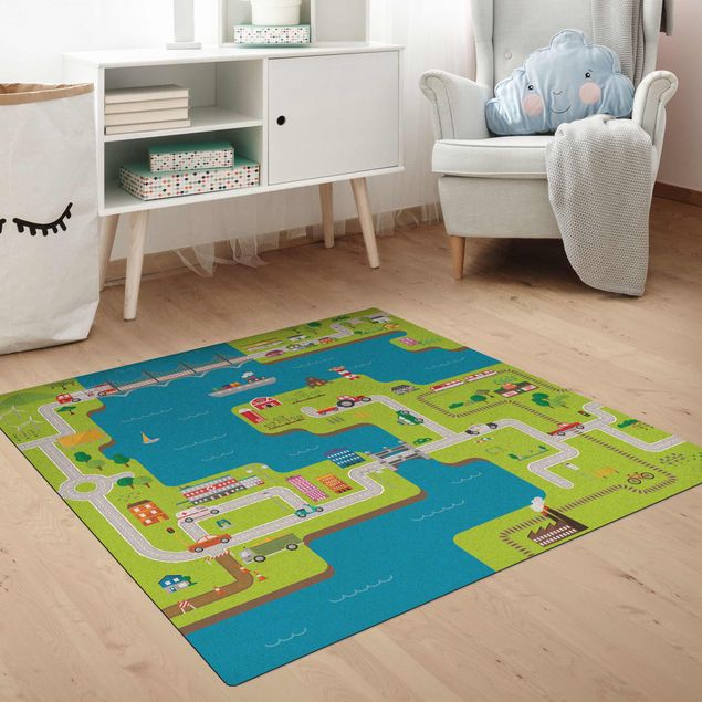 modern area rugs Playoom Mat Streets - City And River
