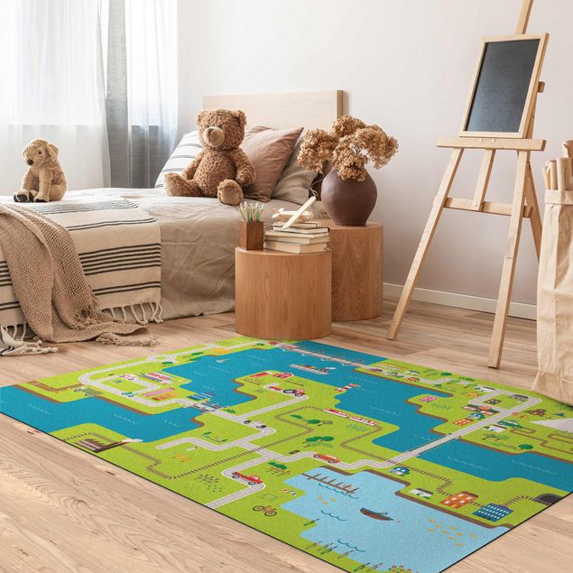 contemporary rugs Playoom Mat Streets - City And River
