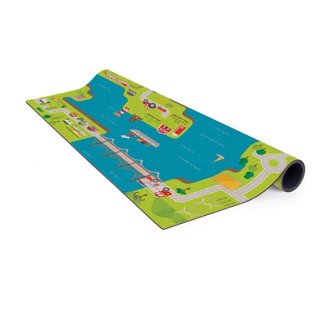 Multicoloured rug Playoom Mat Streets - City And River
