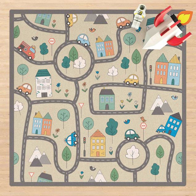 playroom rugs Playoom Mat City Traffic- Out And About With The Car