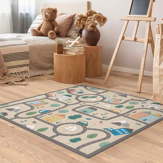 road map rug Playoom Mat City Traffic- Out And About With The Car