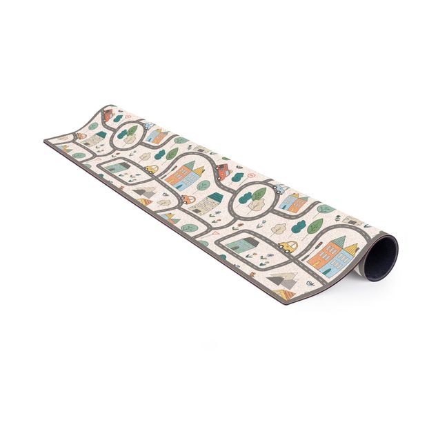 Multicoloured rug Playoom Mat City Traffic- Out And About With The Car