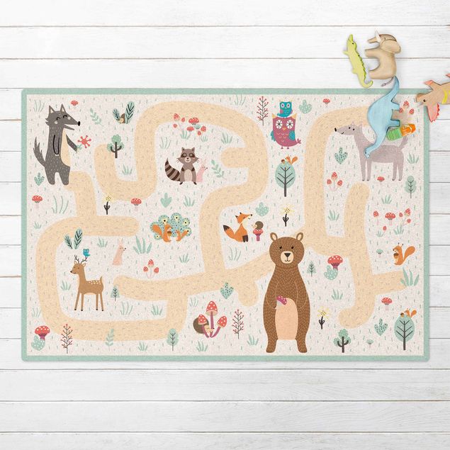 playroom rugs Playoom Mat Forest Animals - Friends On A Forest Path