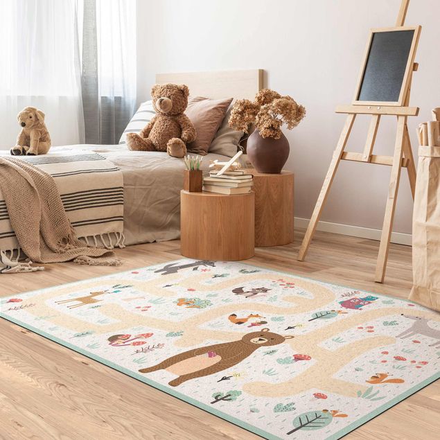 forest floor rug Playoom Mat Forest Animals - Friends On A Forest Path