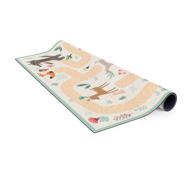 large multi coloured rugs Playoom Mat Forest Animals - Friends On A Forest Path