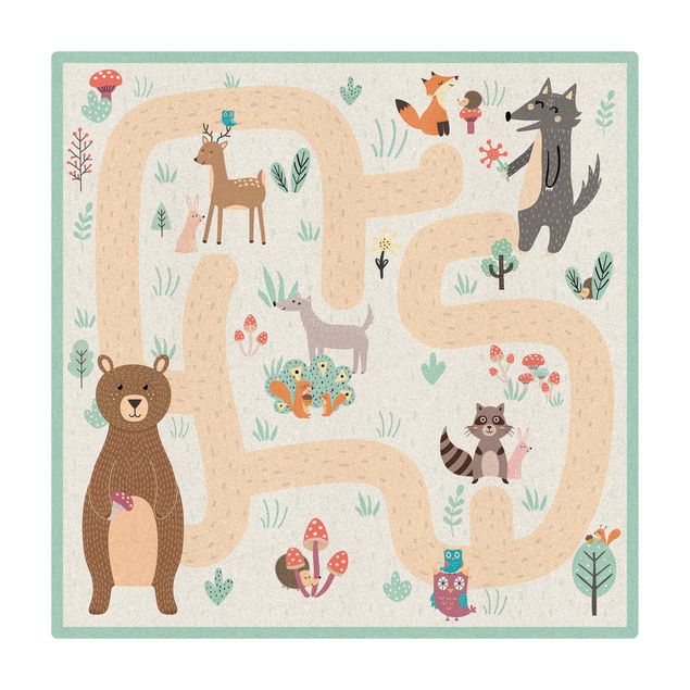 Cork mat - Playoom Mat Forest Animals - Friends On A Forest Path - Square 1:1