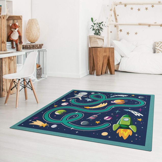 Modern rugs Playoom Mat Space- Back To The Rocket Ship