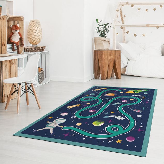 modern area rugs Playoom Mat Space- Back To The Rocket Ship