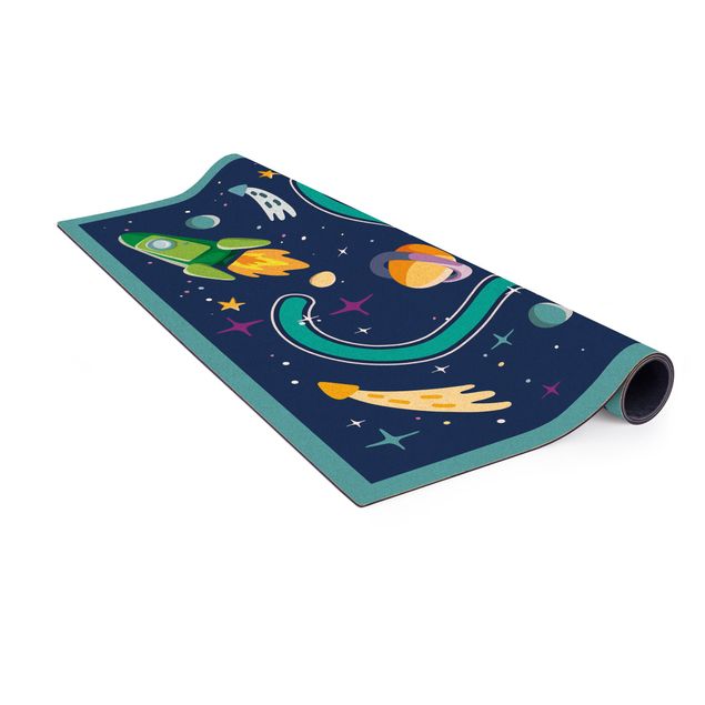 Multicoloured rug Playoom Mat Space- Back To The Rocket Ship