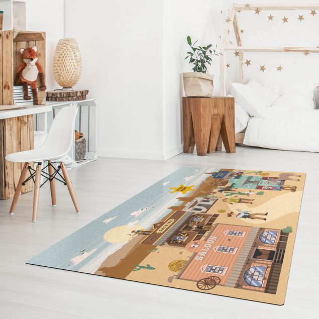 modern area rugs Playoom Mat Wild West - In Front Of The Saloon