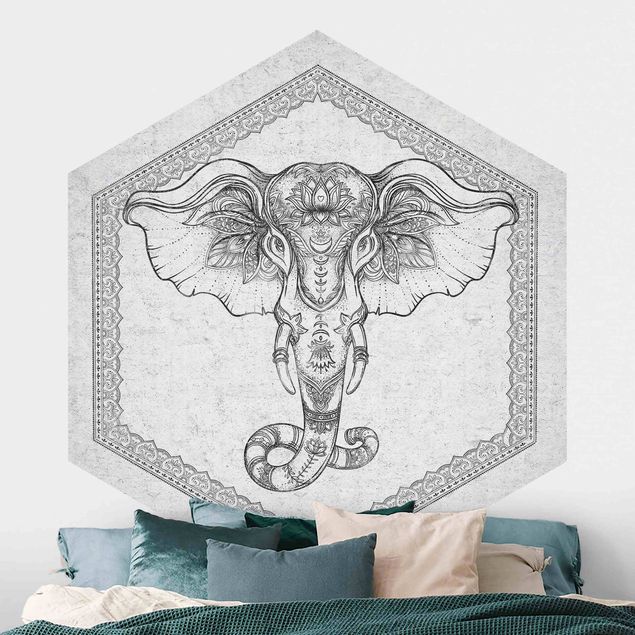 Hexagonal wallpapers Spiritual Elephant In Concrete Look