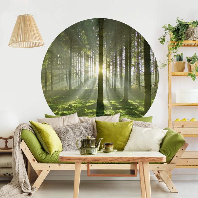 Self-adhesive round wallpaper forest - Spring Fairytale