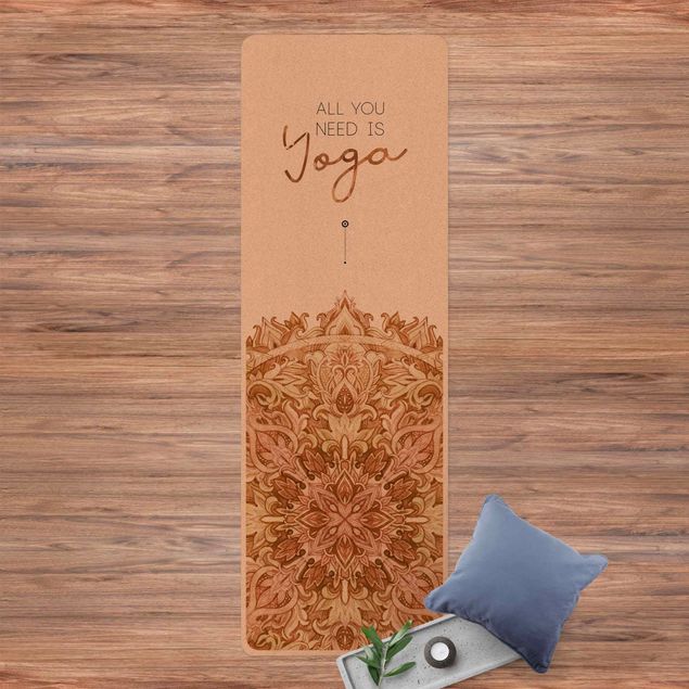Yoga mat - Text All You Need Is Yoga Orange