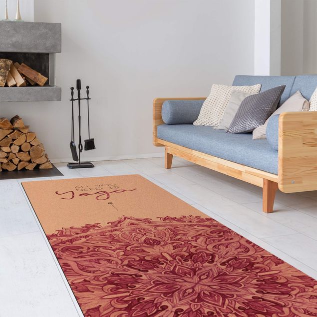 spiritual rugs Text All You Need Is Yoga Red
