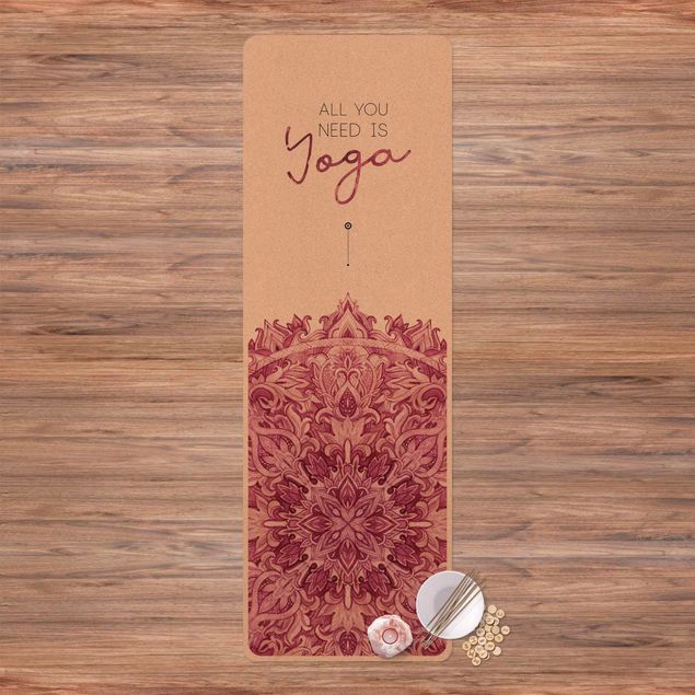 Yoga mat - Text All You Need Is Yoga Red