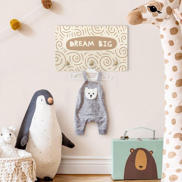 Coat rack for children - Text Dream Big With Whirls Natural