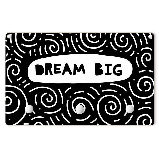 Coat rack for children - Text Dream Big With Whirls Black And White
