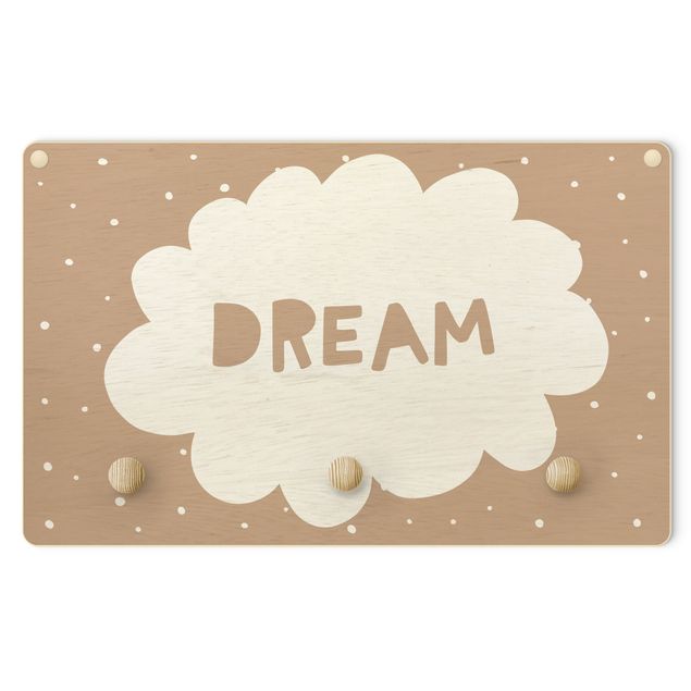 Coat rack for children - Text Dream With Clouds Natural