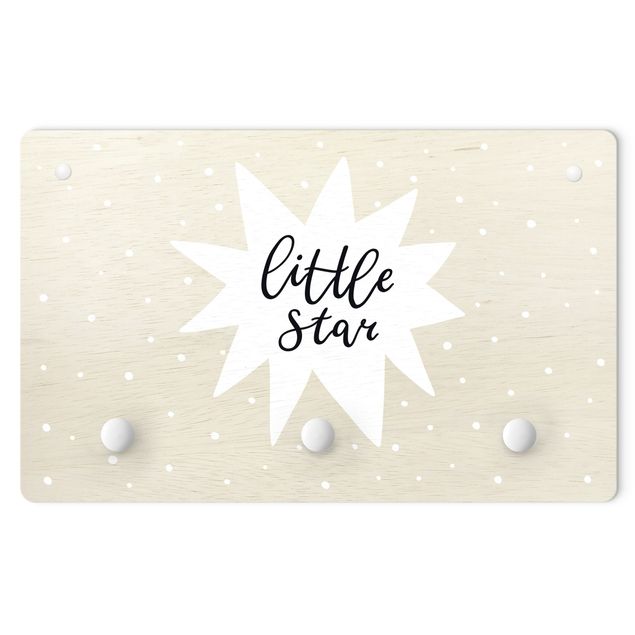 Coat rack for children - Text Little Star With Star White