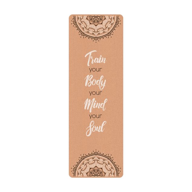 Yoga mat - Text Train Your Body Black And White