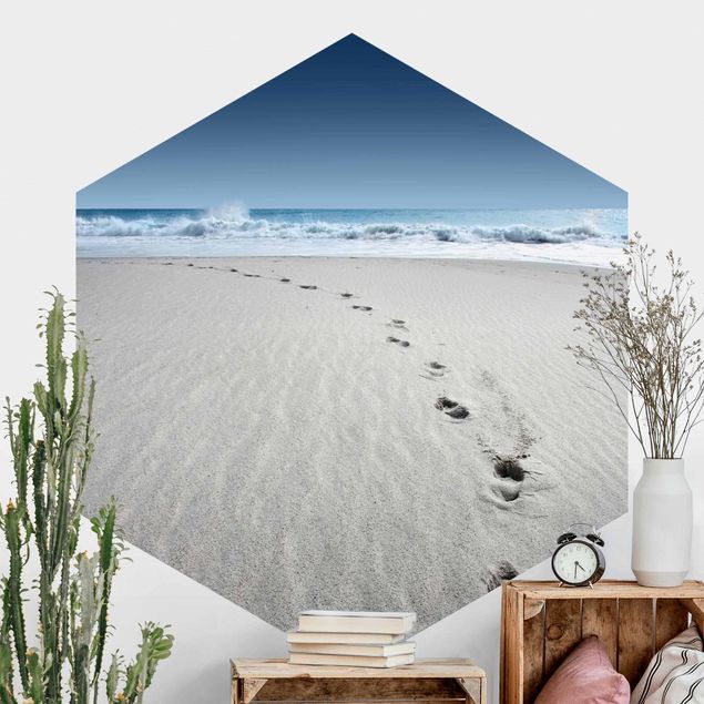 Self-adhesive hexagonal wall mural Traces In The Sand