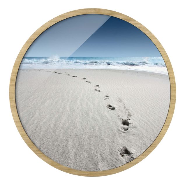 Circular framed print - Traces In The Sand