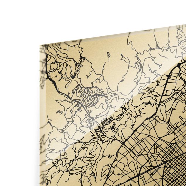 Glass print - Barcelona City Map - Classic  - Portrait format