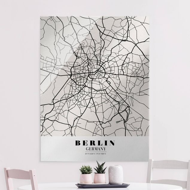 Glas Magnetboard Berlin City Map - Classic