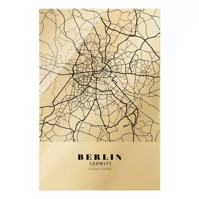 Glass print - Berlin City Map - Classic  - Portrait format