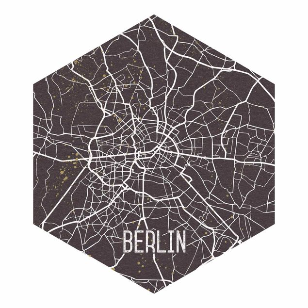 Self-adhesive hexagonal pattern wallpaper - City Map Berlin - Retro