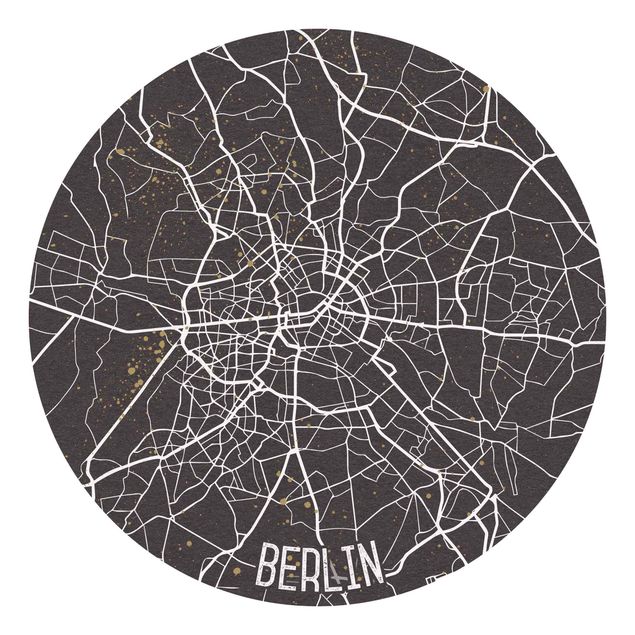 Self-adhesive round wallpaper - City Map Berlin - Retro