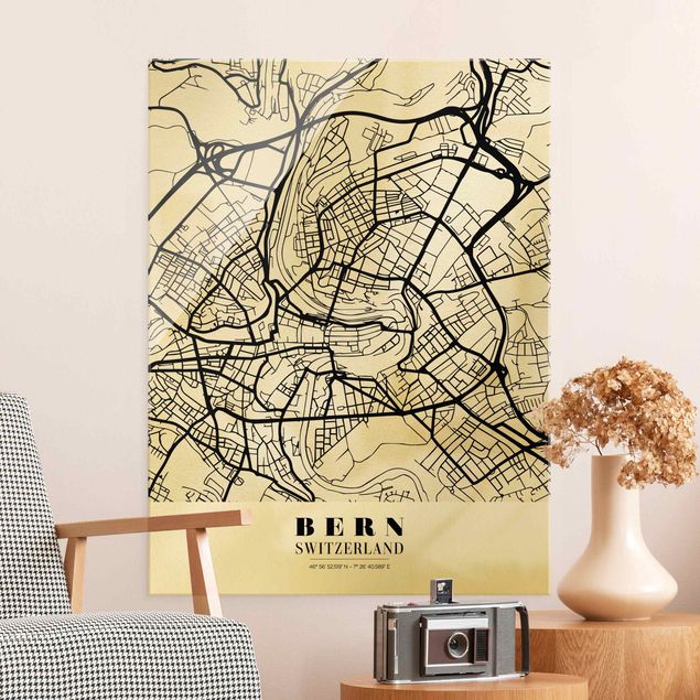 Glass print - Bern City Map - Classical