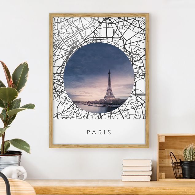 Framed poster - Map Collage Paris
