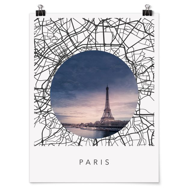 Poster - Map Collage Paris