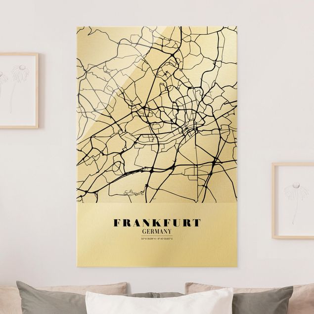 Glass print - Frankfurt City City Map - Classic - Portrait format