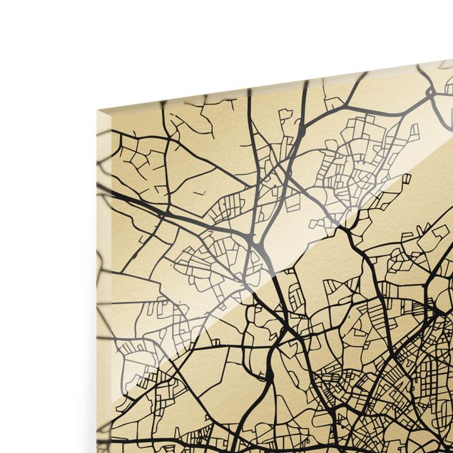 Glass print - Hamburg City Map - Classic  - Portrait format