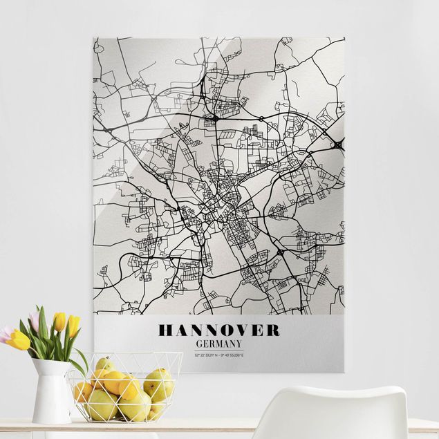 Glas Magnetboard Hannover City Map - Classic