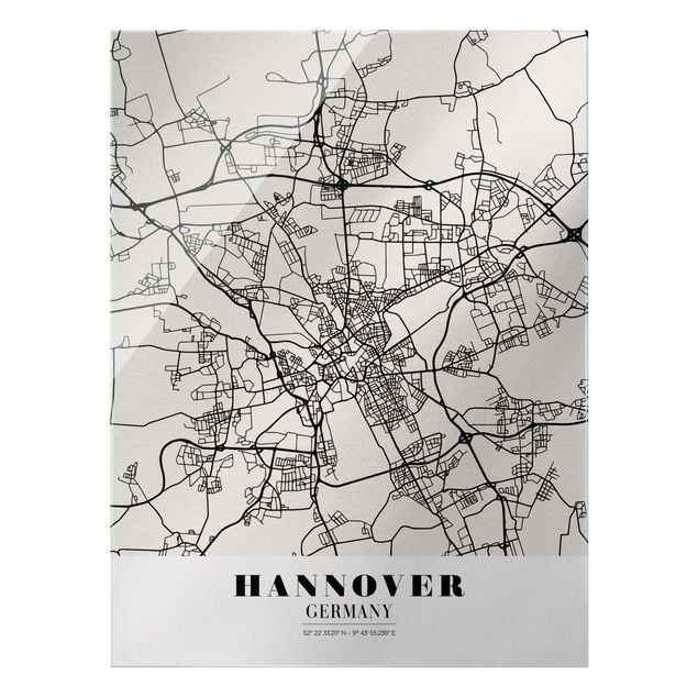 Glass print - Hannover City Map - Classic