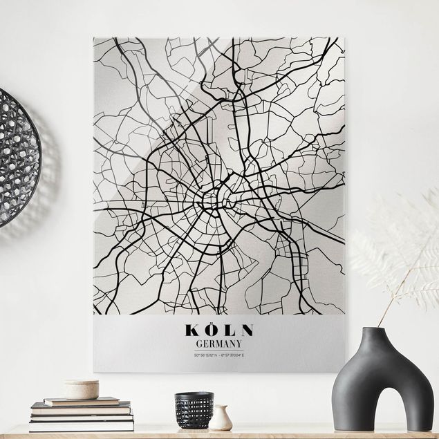 Glas Magnetboard Cologne City Map - Classic