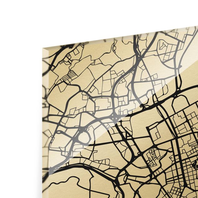 Glass print - Lisbon City Map - Classic  - Portrait format