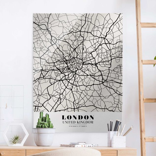Glas Magnetboard London City Map - Classic