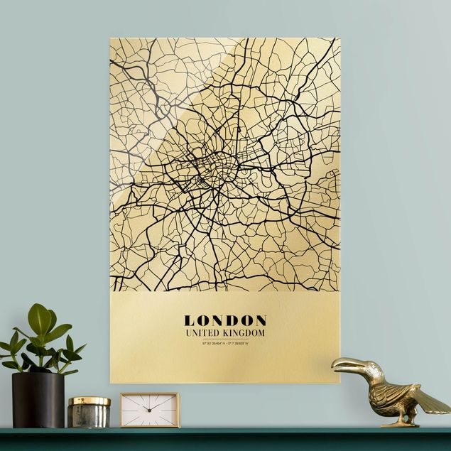 Glass print - London City Map - Classic - Portrait format