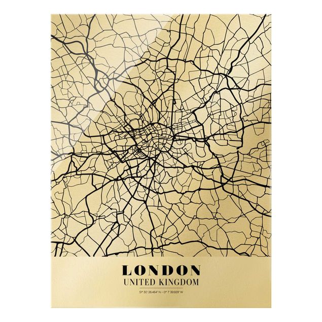 Glass print - London City Map - Classic