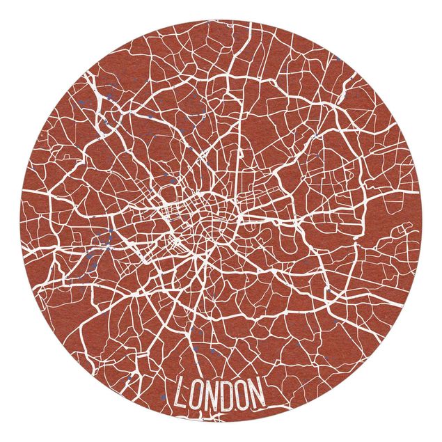 Self-adhesive round wallpaper - City Map London - Retro