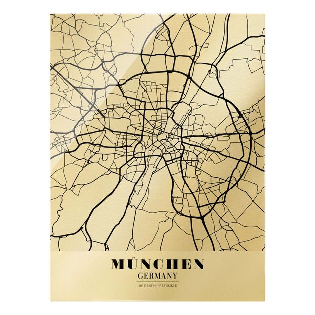 Glass print - Munich City Map - Classic