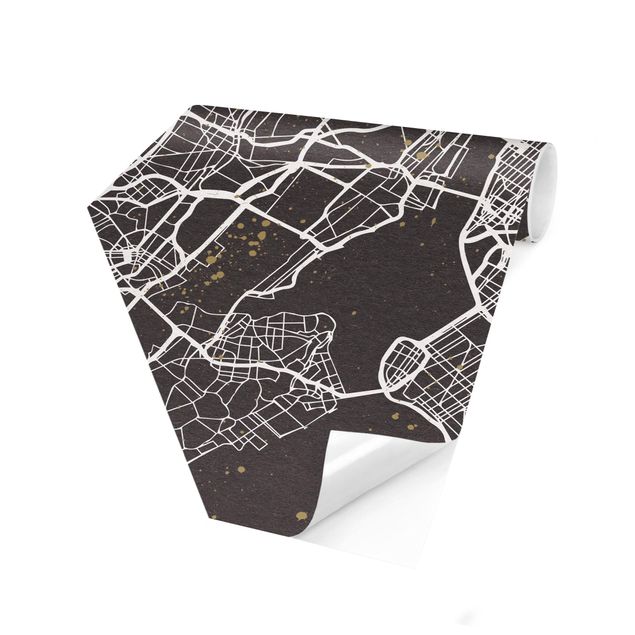 Self-adhesive hexagonal pattern wallpaper - City Map New York- Retro